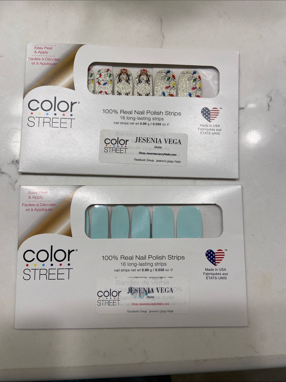 Color Street Glitter Confetti & Light Blue Nail Strips